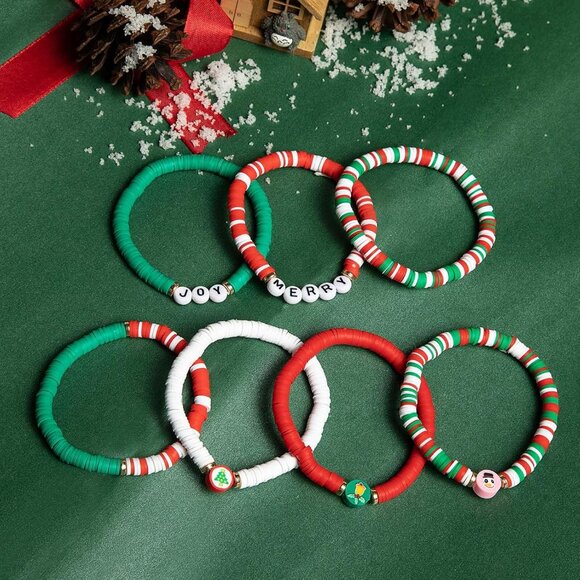 6-Pack Christmas Bracelets Candy-Style Stacks for Women & Teens Gifts - Picture 3 of 6